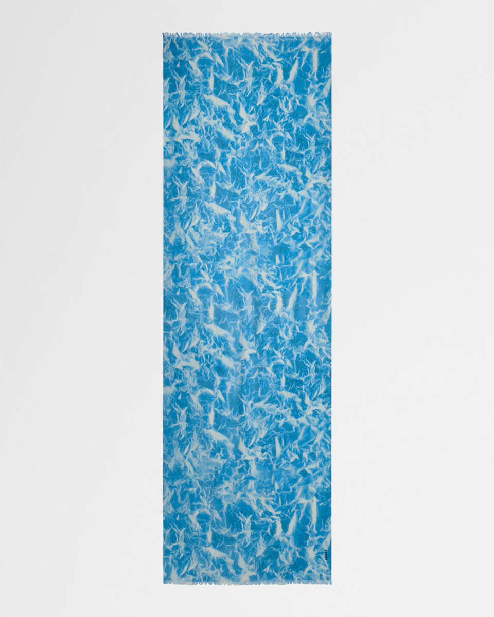 Whitecaps-Print Cashmere Scarf